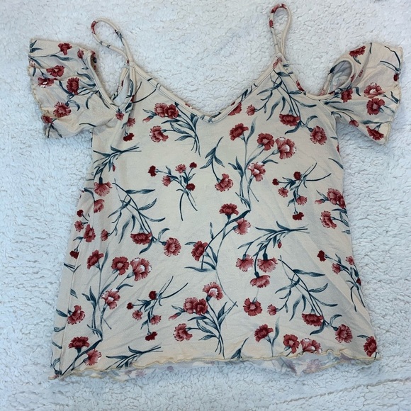 5/$35💥American Eagle Cold Shoulder Flowy Crop Top - Picture 1 of 5